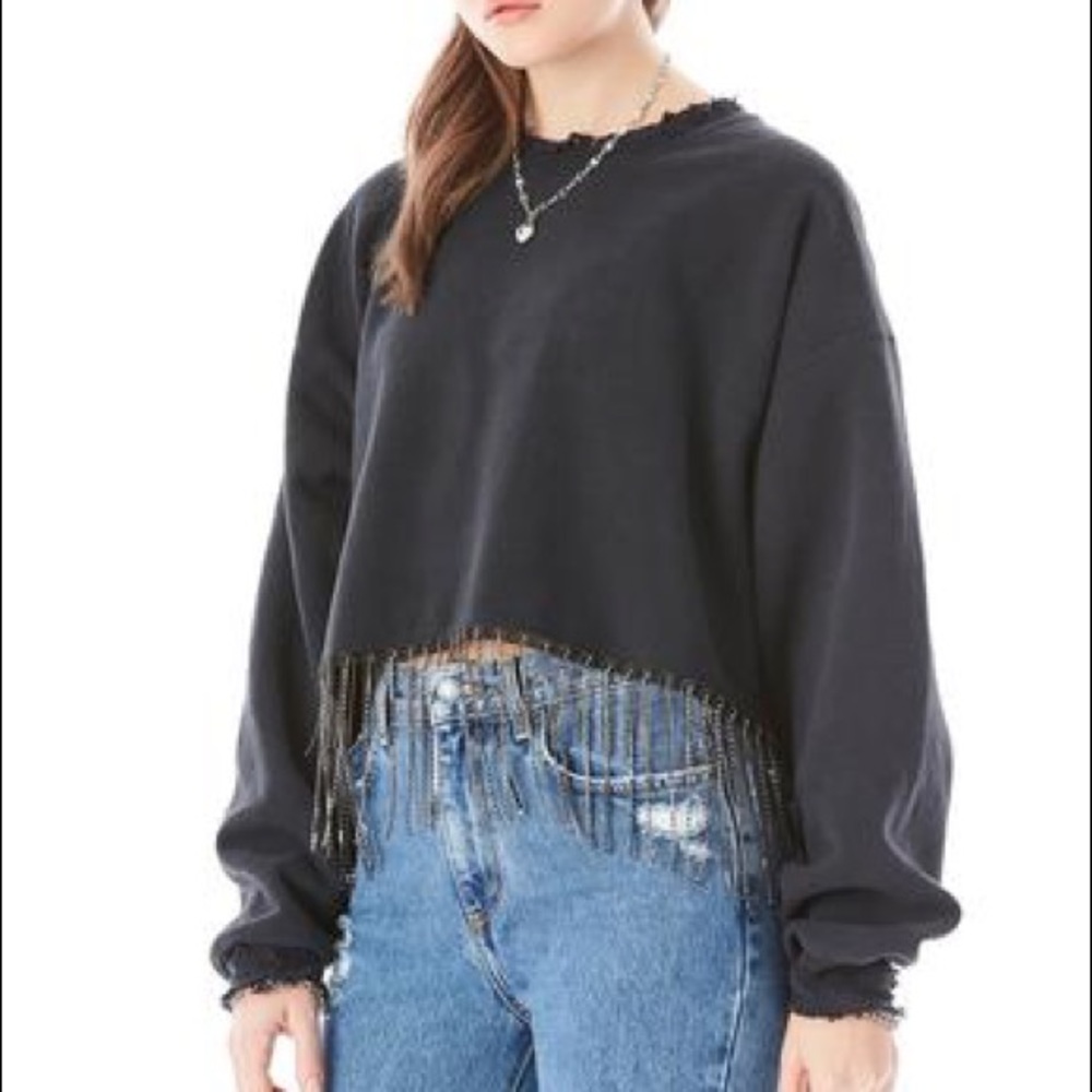 CARMAR DISTRESSED CROPPED CREWNECK NWT